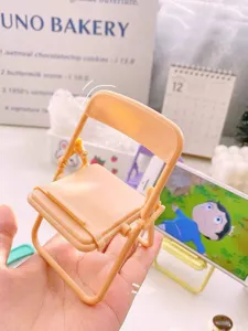Macaron folding chair phone stand portable mini desktop lazy mobile phone holder cute design.