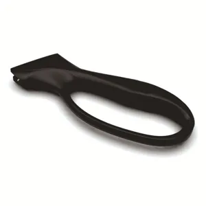 Ergonomic black handle detail of the portable mini kitchen knife sharpener tool.