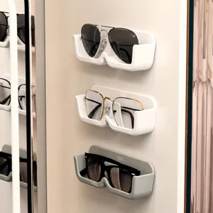 Wall Mounted Plastic Sunglasses Storage Box Clear White Gray Glasses Organizer Rack Minimalist Eyewear Holder