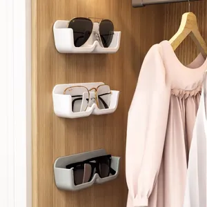 Wall-mounted glasses storage box punch-free sunglasses organizer rack for home wall display 1pc