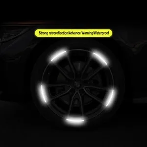 Reflective car wheel rim stickers waterproof safety warning stripe tape for vehicles