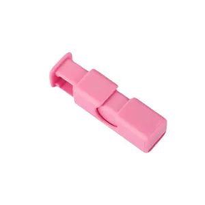 Pink plastic snack sealing clip, portable food bag fresh keeping clamp for kitchen use.
