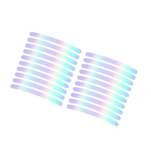 Reflective wheel rim stickers for cars and bikes, colorful laser anti-collision warning strip decals.