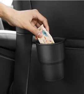 Car back seat hanging cup holder detail view, convenient portable storage organizer for car use.