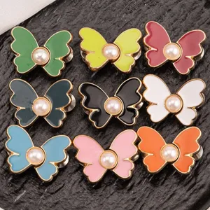 Boucle de taille papillon perle coloree pour jean boutons en metal reglables