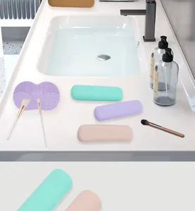 Silicone waterproof portable travel makeup brush storage bag cosmetic tool organizer box