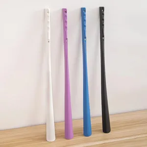 Long handle shoehorn variant, ergonomic design for elderly and pregnant women, 4 colors available.