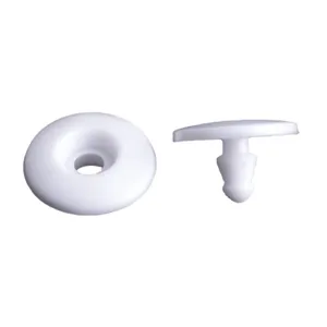 White plastic snap buttons fasteners for face masks and straps, dual piece set main view.