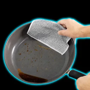 Panno stoviglie filo argento rete antiaderente facile pulizia cencio metallo cucina pentole