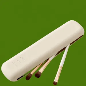 Portable makeup brush storage case and brush set, travel-friendly waterproof box organizer for daily beauty tools.