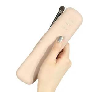 Portable silicone makeup brush storage box, waterproof travel cosmetic organizer case daily use.