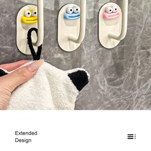 Punch-free wall mounted funny cartoon lips hook bathroom storage rack towel holder