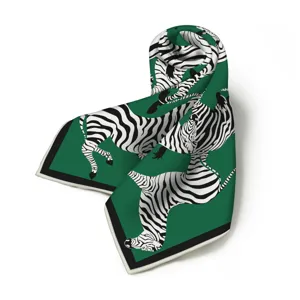 Grüner Zebradruck Seidenschal Mode quadratisches Halstuch elegantes Damenaccessoire