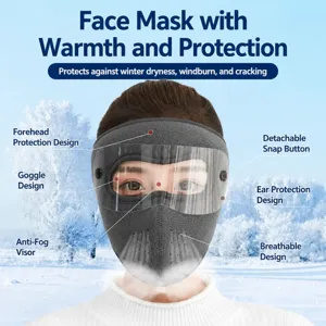 Máscara Facial de Ciclismo de Forro Polar Térmico de Invierno Con Gafas Protectoras Cubierta Facial Completa Balaclava A Prueba de Viento Para Deportes Al Aire Libre