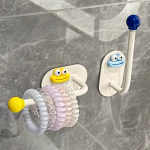Wall-mounted hair tie holder storage rack punch-free sticky hook for bathroom accessories