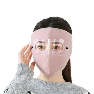 Mascarilla facial de invierno de lana calida con proteccion ocular clara para ciclismo.
