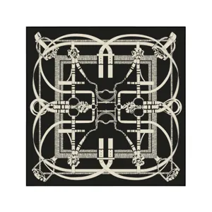 Elegantes quadratisches Seidentuch mit Pferdegeschirr-Muster, stilvoller Damenschal.