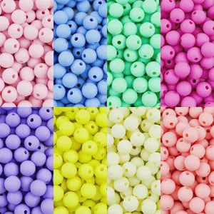 Colorful Acrylic Matte Round Beads Bulk Loose Beads For DIY Bracelet Necklace Jewelry Making Crafts Handmade Supplies