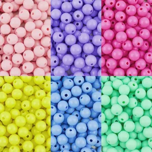 Colorful Acrylic Round Beads Solid Loose Beads For DIY Handmade Bracelet Necklace Jewelry Making Craft Accessories