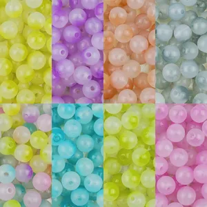 Perles Rondes en Acrylique Dégradé Bicolore Perles en Vrac Pour Fabrication de Bijoux DIY Artisanat Bracelet Collier Accessoires