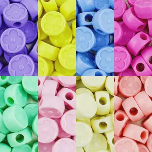 Acrylic Round Flower Large Hole Loose Beads DIY Handmade Jewelry Accessories Phone Hanging Craft Material