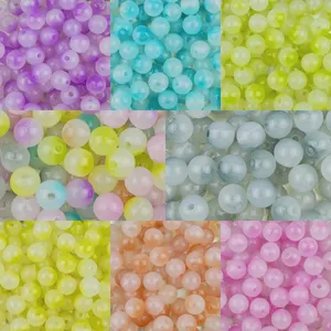 Perles rondes en acrylique 10mm, bijoux faits main bicolores colorés détail DIY.