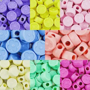 19mm acrylic flower beads detailed view showing colorful DIY jewelry making accessories parts.