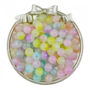 Perles rondes en acrylique multicolores de 10mm pour fabrication de bijoux DIY et loisirs.