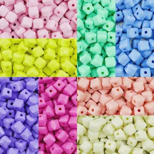7x7mm acrylic square beads for DIY jewelry making, colorful loose spacer bead supplies.