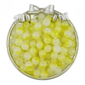 Perles Rondes Acrylique Bicolores Imitation Jade 10mm Accessoires Fabrication Bijoux