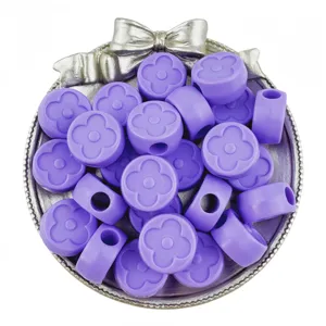 19mm purple acrylic round flower large hole beads DIY jewelry making phone charm accessories
