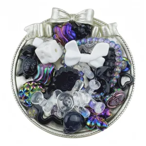 Mixed acrylic beads and charms set for DIY jewelry making, bracelets, and phone strap accessories.