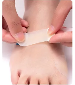 Transparent hydrogel anti-friction foot patch for high heels, invisible and protective.
