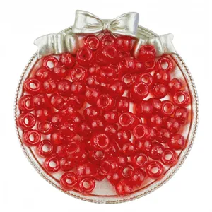 Red glitter pony beads, 6x9mm large hole barrel beads for DIY hair braiding and jewelry crafts.