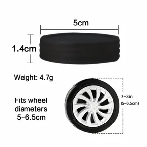 Silicone luggage wheel protector detailed size and dimension specification overview.