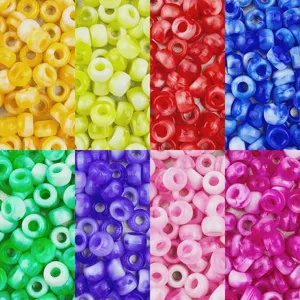 Acrylic Pony Beads Large Hole Barrel Beads For Hair Braiding Dreadlocks DIY Jewelry Making Craft Supplies