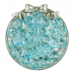 Clear acrylic beads light blue round loose diy jewelry making accessories detail view
