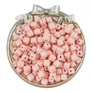 Pink acrylic cube beads for DIY jewelry making, 7x7mm square spacer beads for handmade bracelets.