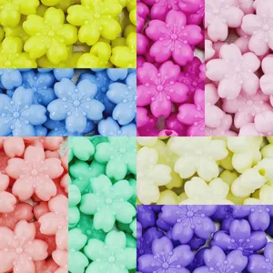 22mm acrylic cherry blossom flower beads bulk DIY handmade bracelet hair accessory material