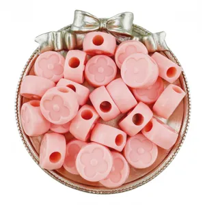 Pink acrylic flower beads 19mm large hole loose beads for DIY jewelry making and phone charms