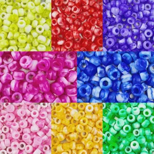 6x9mm dual-color plastic pony beads, perfect for hair braiding, DIY jewelry making and crafts.