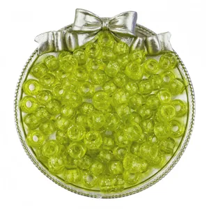 Green sparkle pony beads 6x9mm large hole craft beads for DIY hair braiding accessories detail shot