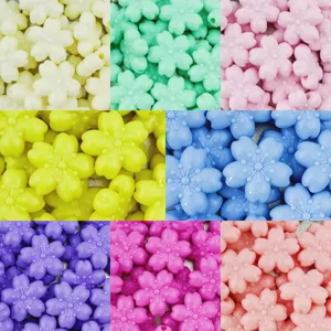 22mm acrylic cherry blossom beads bulk five petal flower DIY handmade bracelet hair accessories