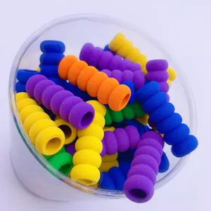 Colorful foam pencil grips for students, anti-slip soft pen holder sleeves for gel pens.