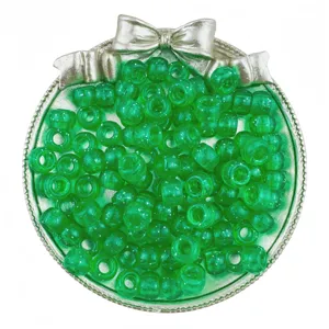 Green translucent pony beads barrel craft beads for DIY hair braiding handmade accessories 6x9mm