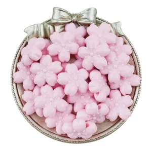 22mm acrylic cherry blossom flower beads loose DIY bracelet hair rope accessories detail view.
