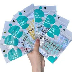 Star and heart hydrocolloid acne patches in colorful packs, clear skin blemish care.