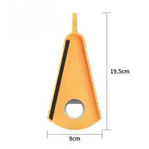 Detailed view of the yellow multi-function jar opener showcasing ergonomic grip design.