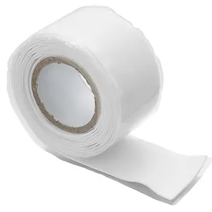 Waterproof silicone tape for pipe repair, self-fusing sealing tape, white roll view