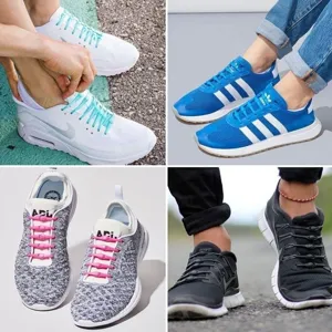 Elastic no tie silicone shoelaces for sneakers, stretch lazy shoe laces colorful quick fit.